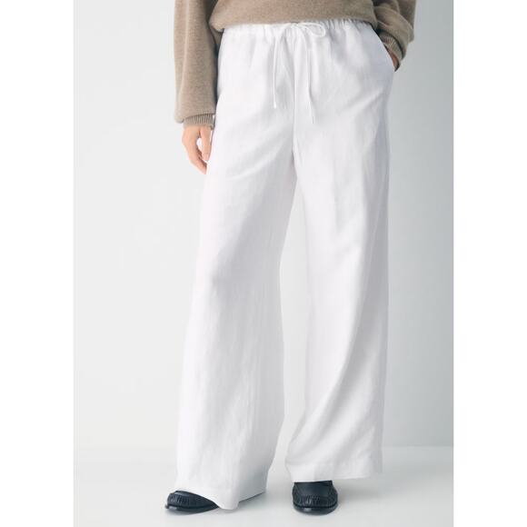 Aritzia Wilfred The Lodge High-Rise Relaxed Wide-Leg White Linen Pants Size XL - Picture 1 of 8
